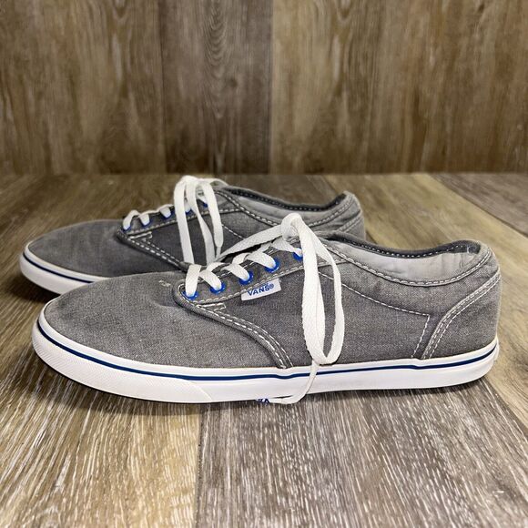 Vans Gray Blue White Sneaker Skate Shoes Low Profile Low Top Women’s US Size 6.5 - Picture 5 of 11